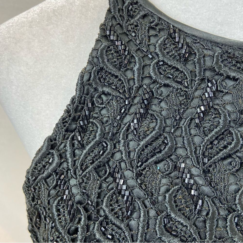Carmen Marc Valvo Brand Black Beaded Formal Top Size 10 - Picture 9 of 13